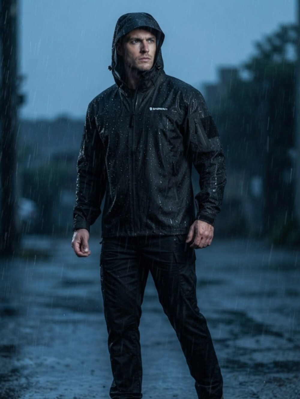 BAERSkin Tactical Heavy Storm Waterproof Rain Jacket Sz 2XL in Black Lightweight